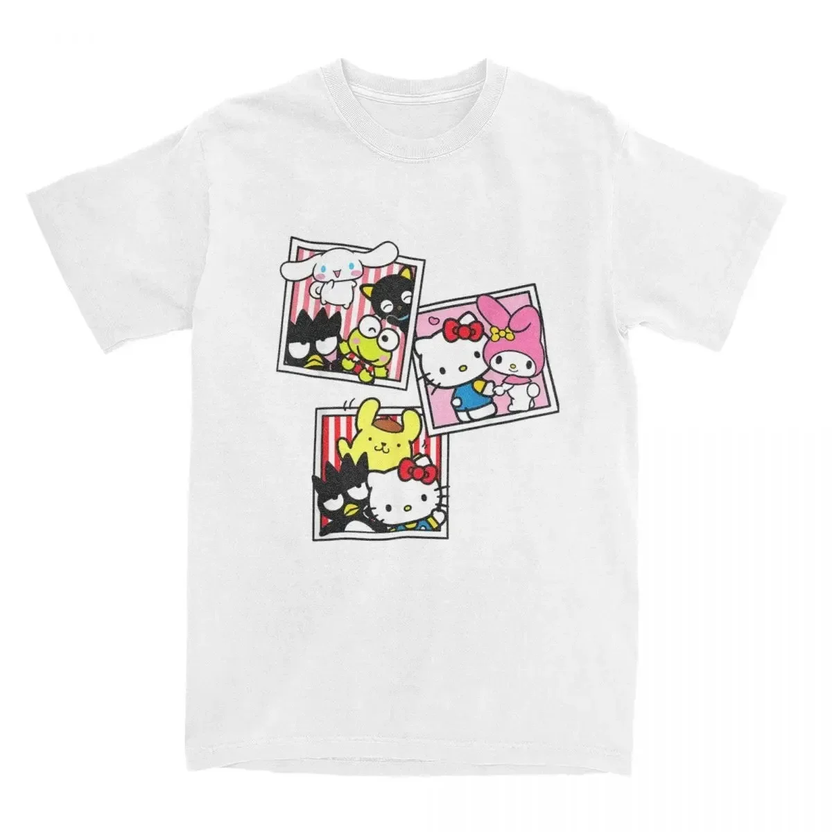 Hello Kitty And Friends Photo Booth T Shirt for Men Women Pure Cotton Fashion T-Shirt Crewneck Tees Short Sleeve Tops Big Size