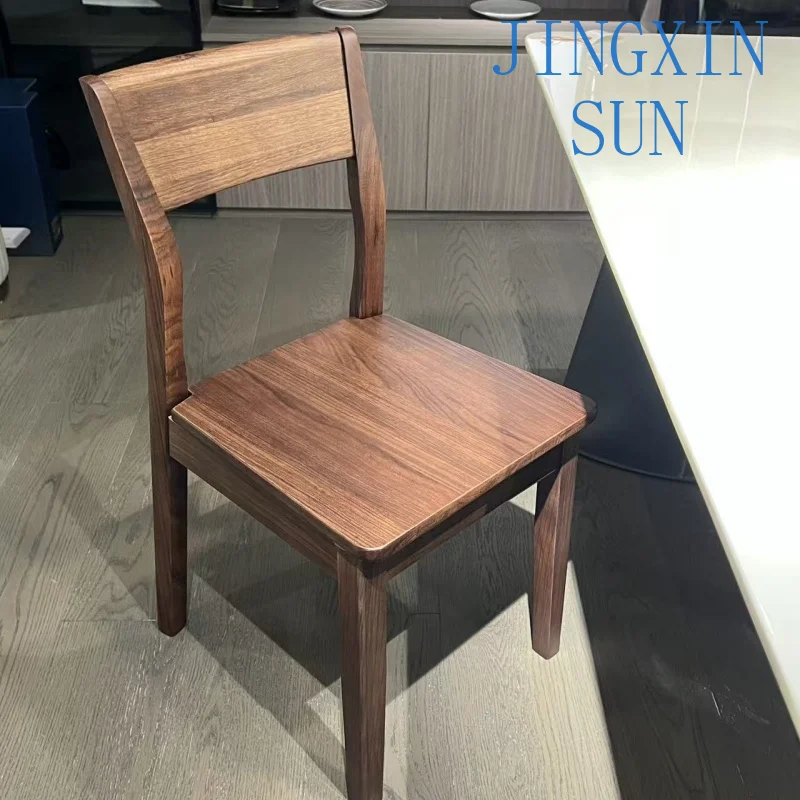 Nordic solid wood multi-functional hidden compartment chair dining chair home backrest office stool Italian walnut casual chair