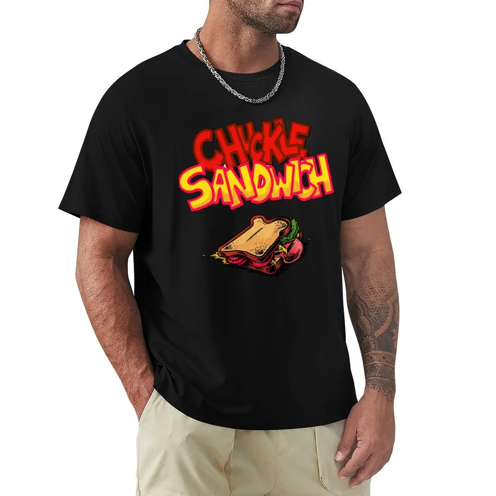 Camiseta "Chuckle Sandwich" cómoda y básica con cuello redondo