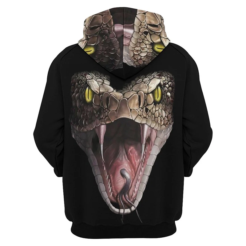 Goth Cobra Horror Animal Snake 3D Printed Hoodies For Men Fashion Graphic Sweatshirts Casual Streetwear Pullovers Tracksuit