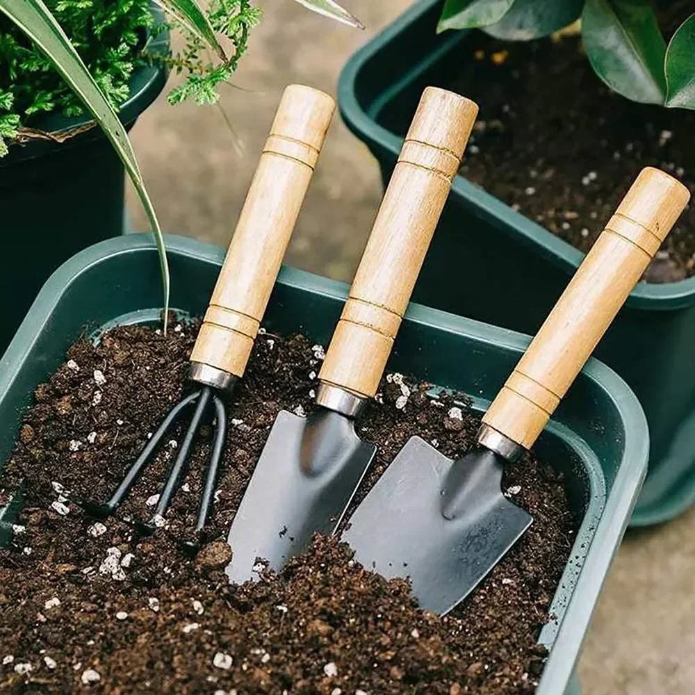 3-teiliges Mini-Gartenwerkzeug-Set für Gartenpflanzen, Blumentöpfe, Kakteen, Gemüse, Graben, Unkrautjäten, kleine Zimmerpflanzen, Gartenwerkzeuge
