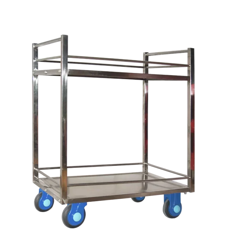 300kg Stainless Steel Trolley Double Layer Good Quality Hand Cart Service Platform Trolley ST300-T2-HL2-D