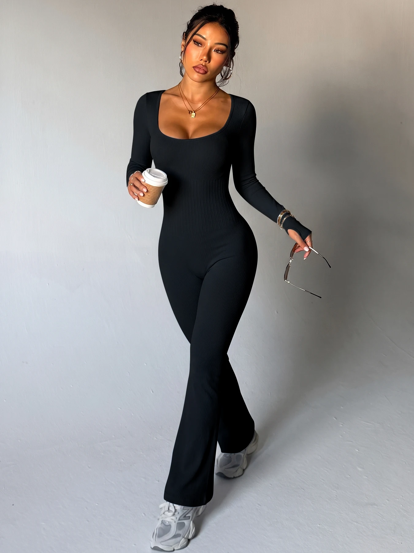 Sport Yoga Jumpsuit Tight Leggings Long Sleeve Long Trousers for Women Fitness Gym Activewear Pants