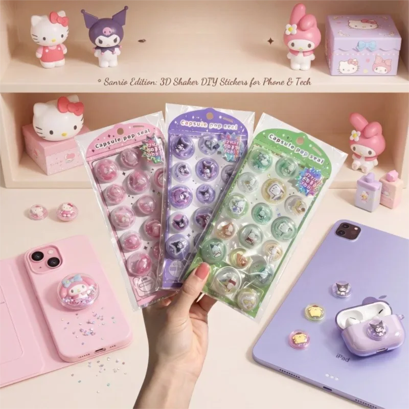 New 8PCS HelloKitty 3D PVC Stickers My Melody Kuromi  Cinnamoroll Kawaii Sticker for Journal Scrapbook Laptop Phone Case DIY