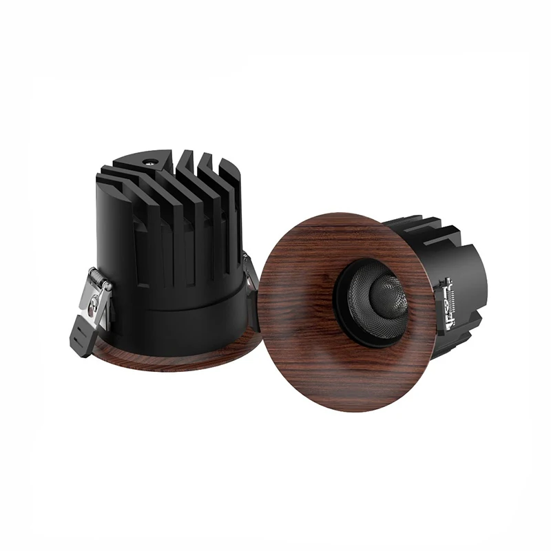 

Walnut Wood Grain Retro Style Dimmable LED COB Downlight Recessed Ceiling Lamp 12W/15W Round Light For Hotel Family Living Room