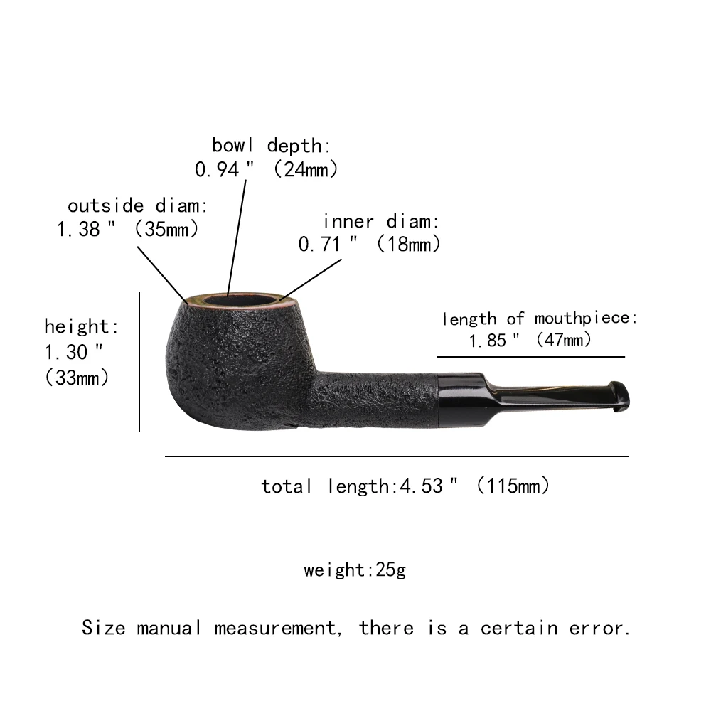 MUXIANG Portable Short pipe handmade briar wood tobacco pipe 9mm flue design suitable for beginner smoke smoking pipe short time