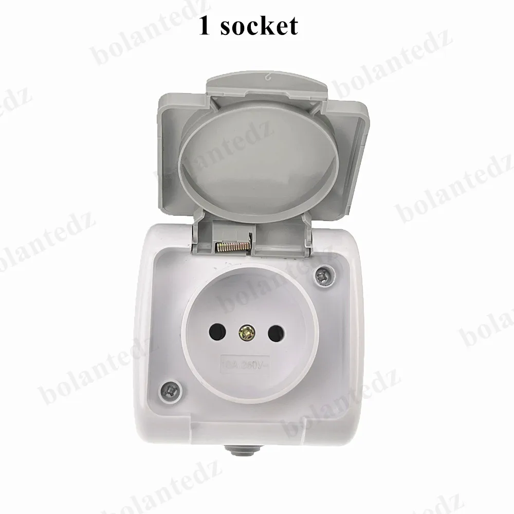 Allemagne prise européenne 2P + E IP54 Surface Type 2 Gang Schuko prise étanche avec mise à la terre