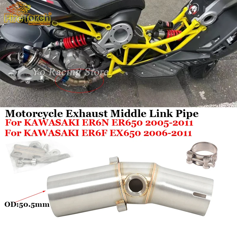 

Slip On For KAWASAKI ER6N ER6F ER650 EX650 2005 -2011 Motorcycle Exhaust System Escape 51mm Middle Mid Link Pipe Moto Muffler