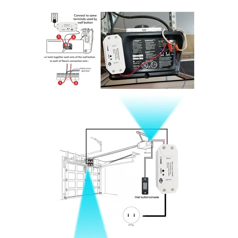 GOOD-Tuya WIFI 2,4G умный контроллер открывания гаражных ворот открывается и закрывается за помощью приложения для телефона, совместимая с Alexa и Google Home