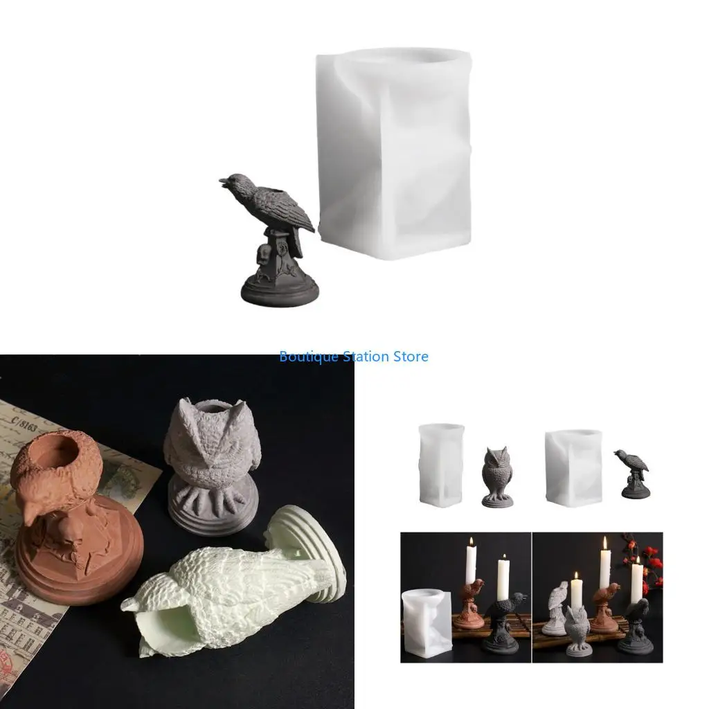 

Y55F Skull Owl Holder Silicone Mold Reusable for Epoxy Clay Soap Making