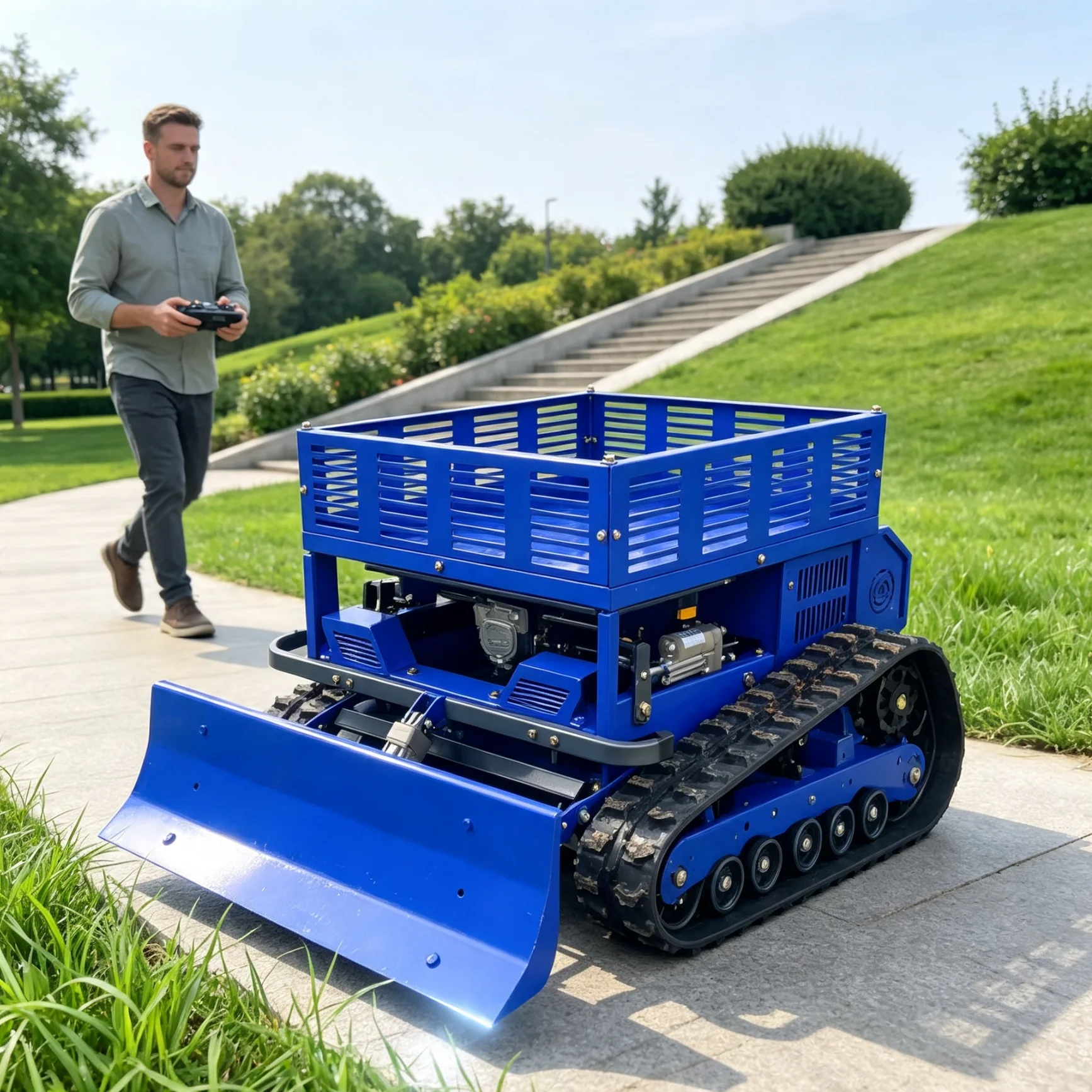 Customized Remote Control Lawn Mower, gentle trimming equipment for surrounding lawns of flower planting bases