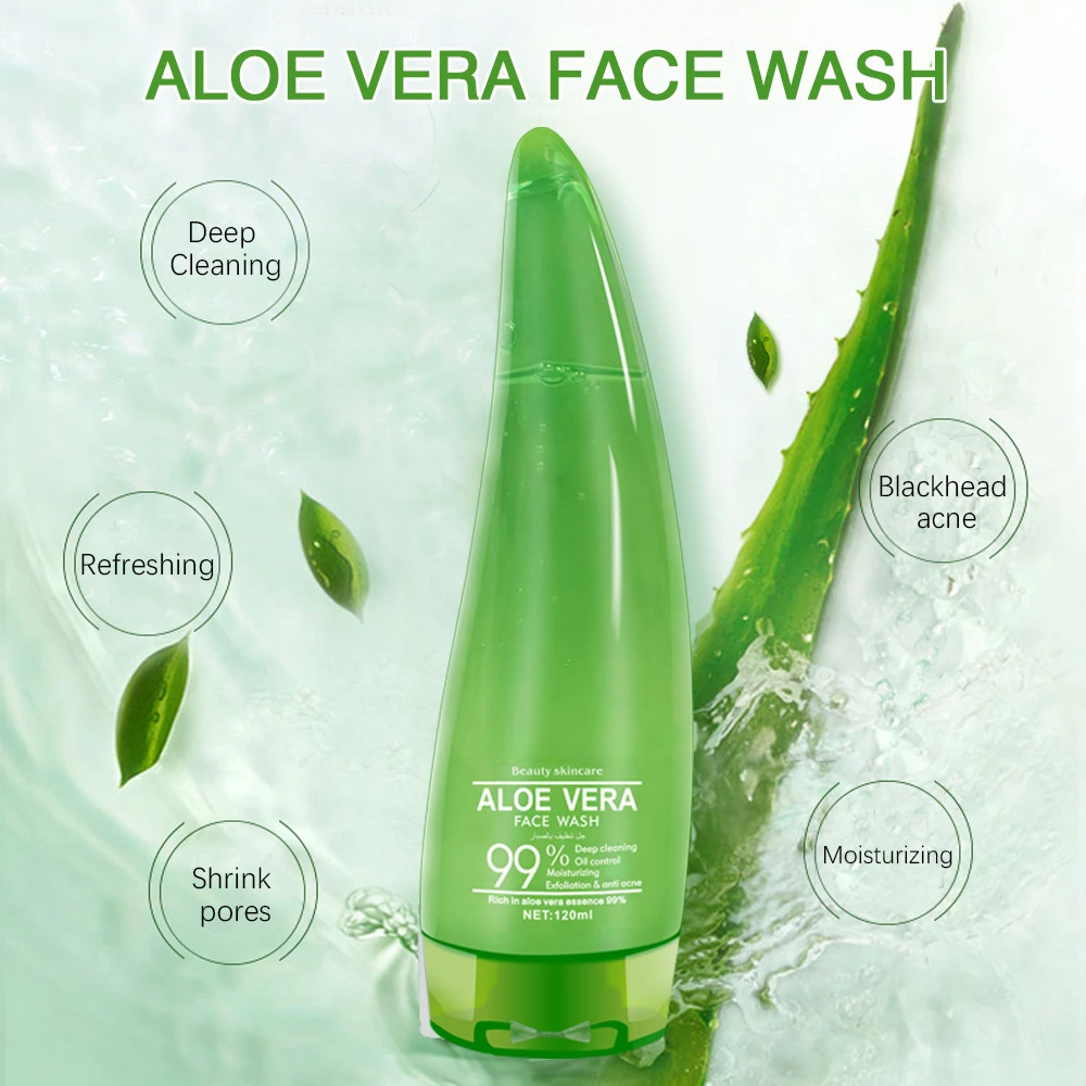 120ml revitalizing moisturizing Aloe Essence Facial Cleanser Mild Moisturizing Oil-Control Facial exfoliating gel Cleanser