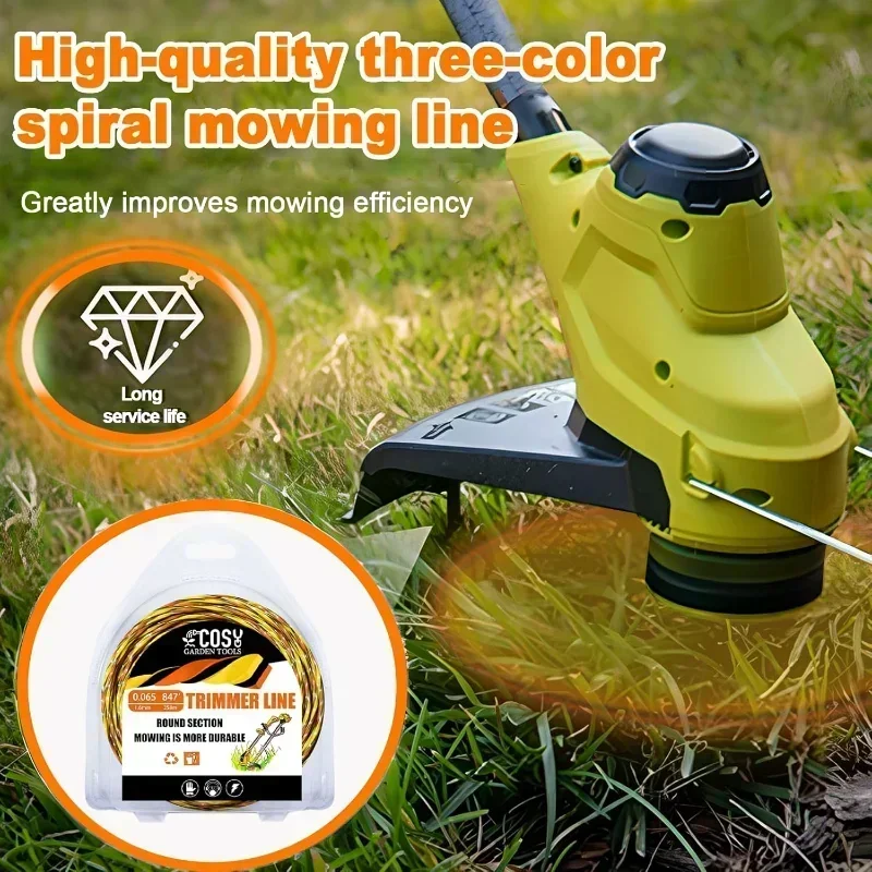 Imagem -04 - Tricolor Espiral Nylon Weed Wacker String Linha General Trimmer Cortador de Escova Nova Atualização 1lb