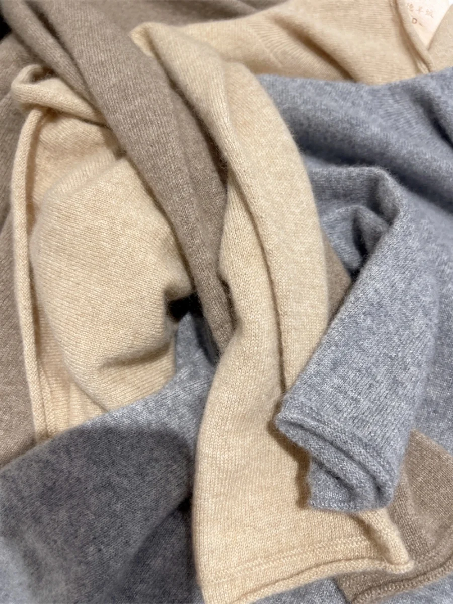 سترة ضيقة من الكشمير الخالص بنسبة 100% ذات ياقة خالية من الكشمير الخالص للخريف والشتاء #4