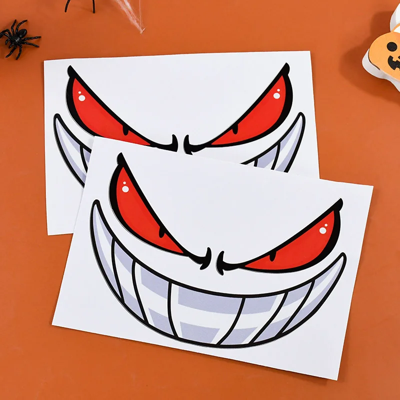 1Pc Demon Smiling Face Stickers DIY Demon Eyes Car Motorcycle Helmet Stickers Halloween Party Decorations Kids Gifts