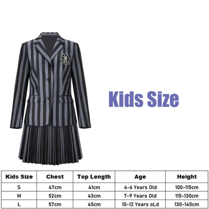 Hochzeit Kinder Frauen Addams Cosplay Kostüm Kinder Teenager Mädchen Addams JK Akademie schwarz Schuluniform Kostüm