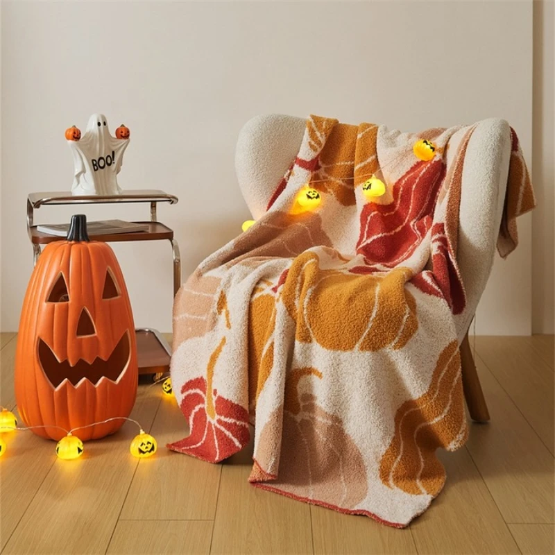 

2025 New Halloween Plush Pumpkin Blanket Soft Cozy Throw for Sofa Living Room Dorm Travel Suitable for Thanksgiving 130X160CM