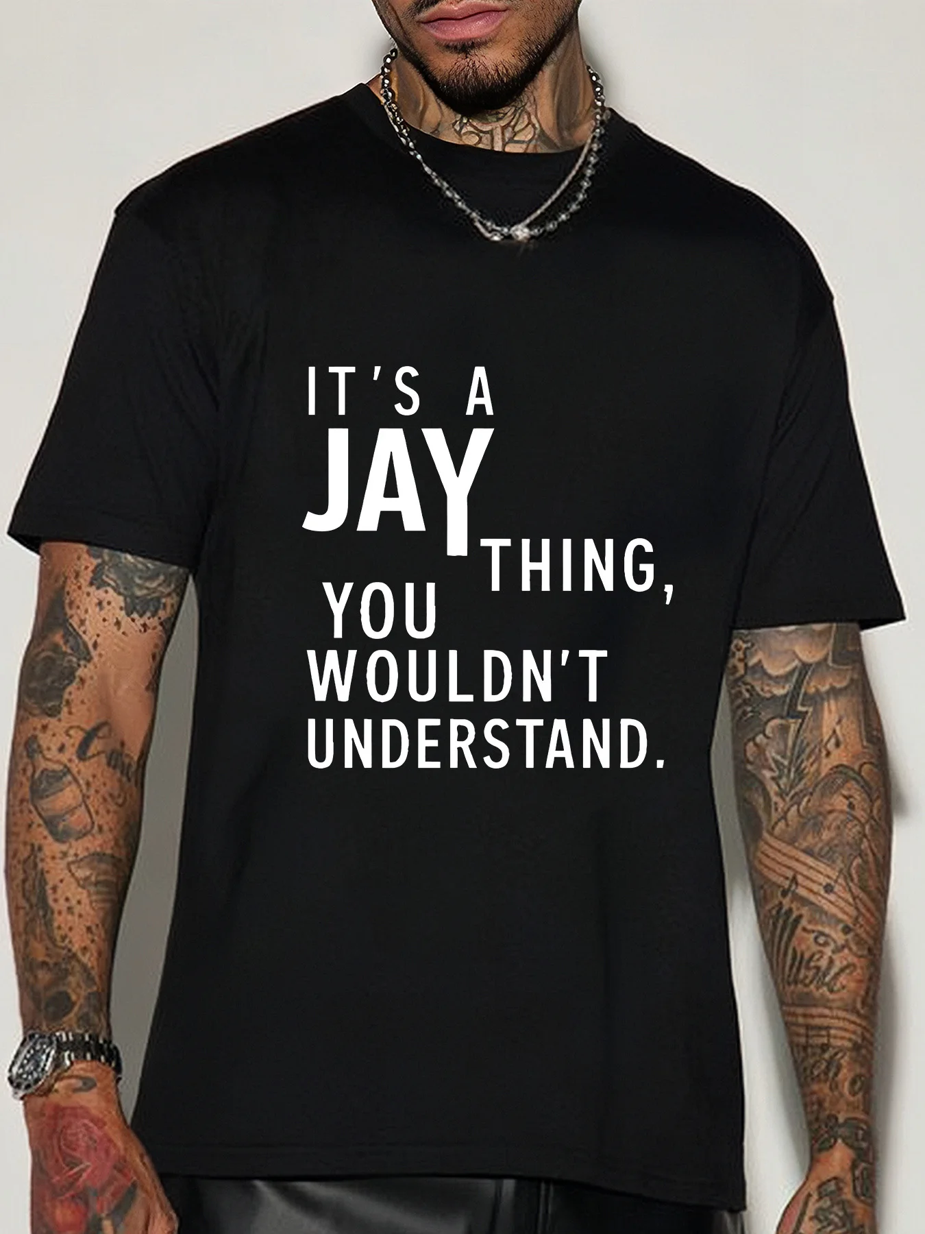 Men Short Sleeve Crew Neck T Shirt It Is A Jay Thing Custom Name Quote Graphic Individual Theme Casual Cotton Streetwear Tee