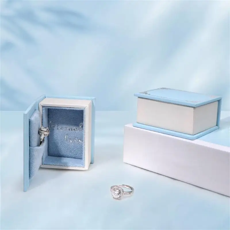 31BB Elegant Book Type Jewelry Case for Gifts Presentation Lint Rings Earring Holder
