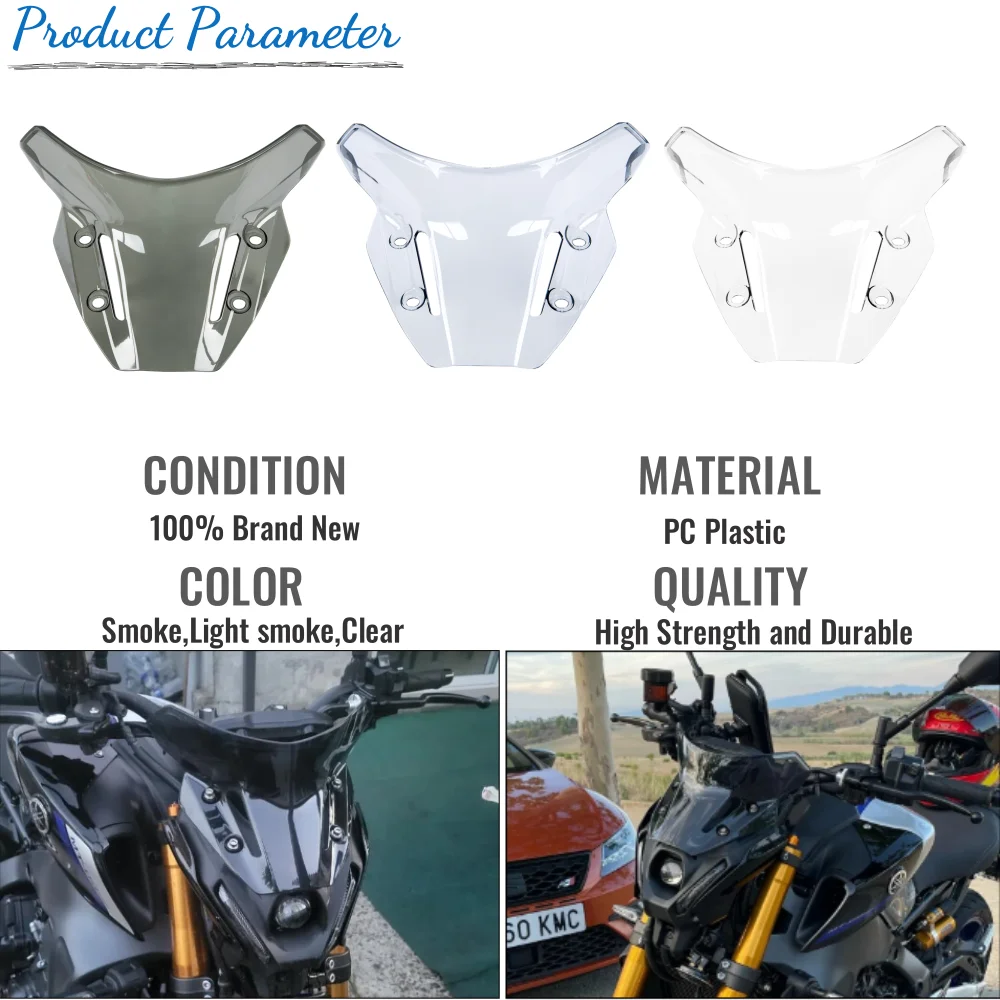 Motorcycle Front Screen Wind Shield Accessories For MT 09 MT-09 2021 2022 2023 FZ-09 MT09 Windshield Windscreen Air Deflector