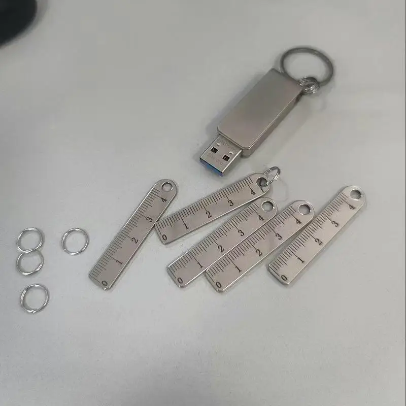 

Portable stainless steel mini ruler with keychain - measuring tool for office and school supplies