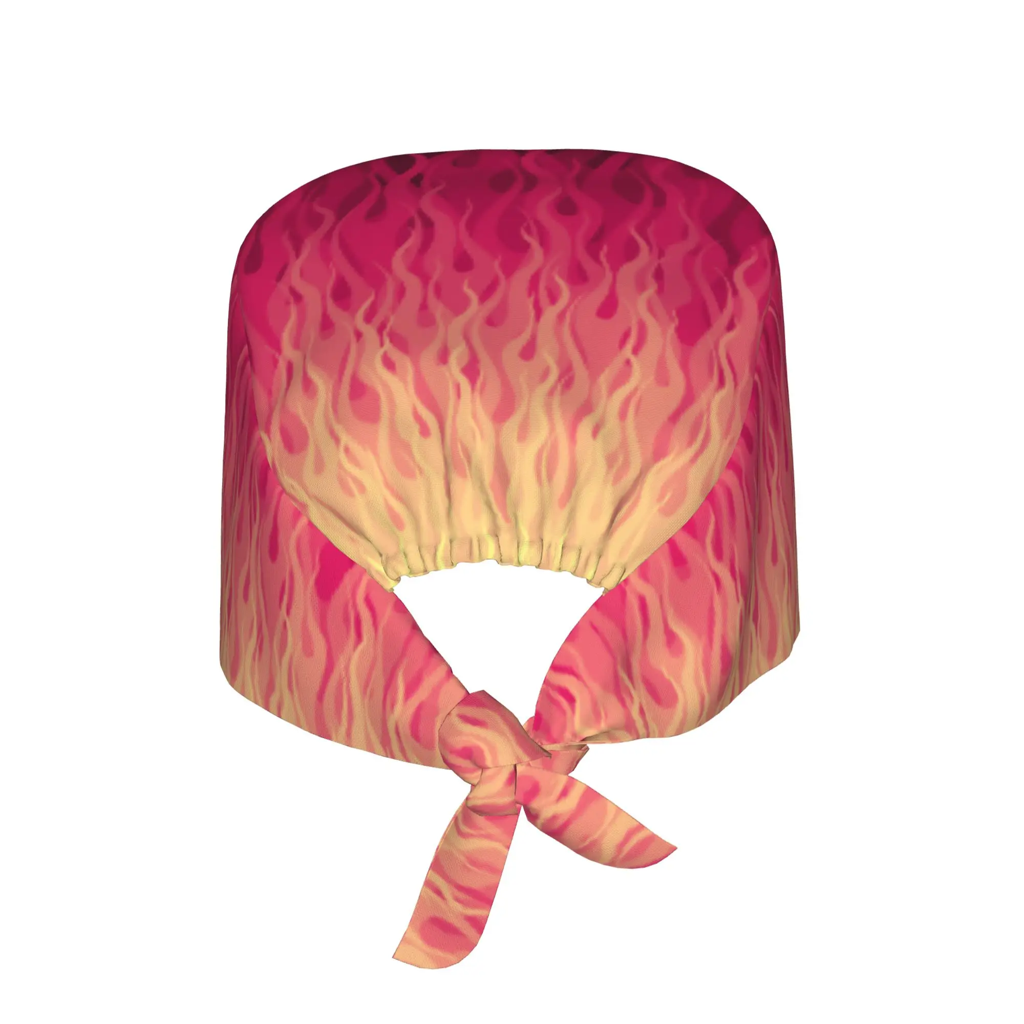 Custom Adjustable Pink Fire Burning Flames Working Hat Women Men  Scrub Caps Scrub Nursing Doctor Surgeon Cap for Dentist