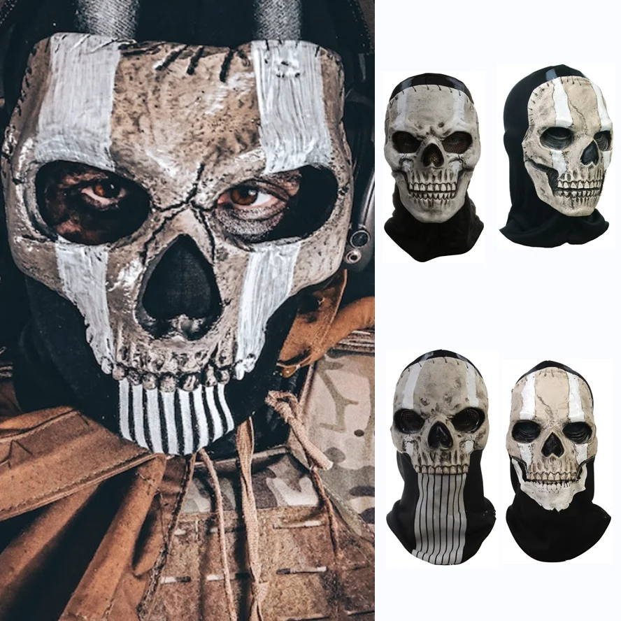 Horror Ghost Skull Mask Airsoft COD Cosplay Airsoft Tactical Skull Full Mask Halloween Latex Headgear Cosplay Perform Party Prop