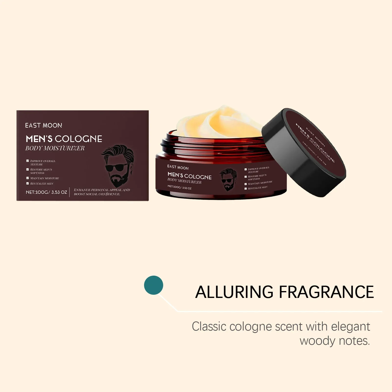 East Moon Men Fragrance Body Moisturizer Increase Elasticity Nourishing Dry Good Smell Improve Confidence Skin Hydrating Creams