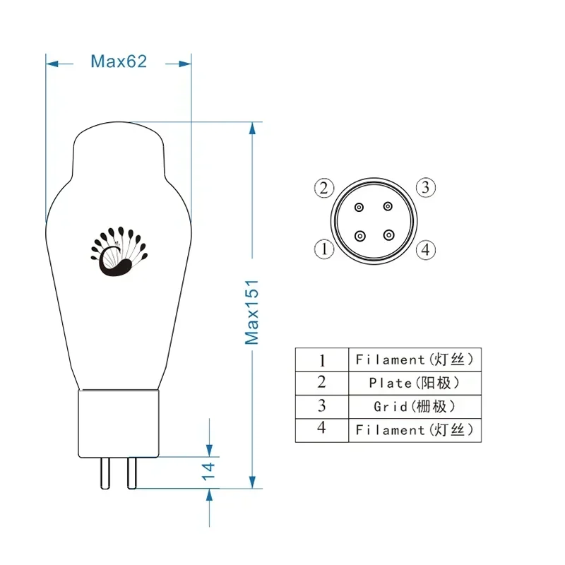 

PSVANE Tube WE300B Original Factory Matching Pair for Vacuum Tube Amplifier High End Audio Amplifier HIFI Amp Free Shipping