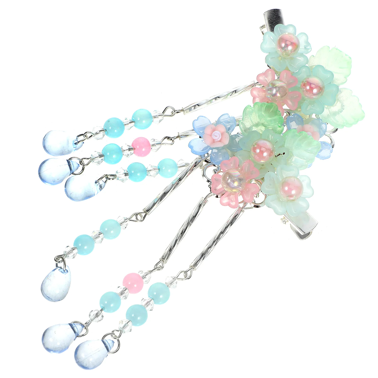 

Floral Tassel Headdress Flower Hair Clip Barrettes for Women Womens Clips Headgear Metal Temperament Alloy Bride