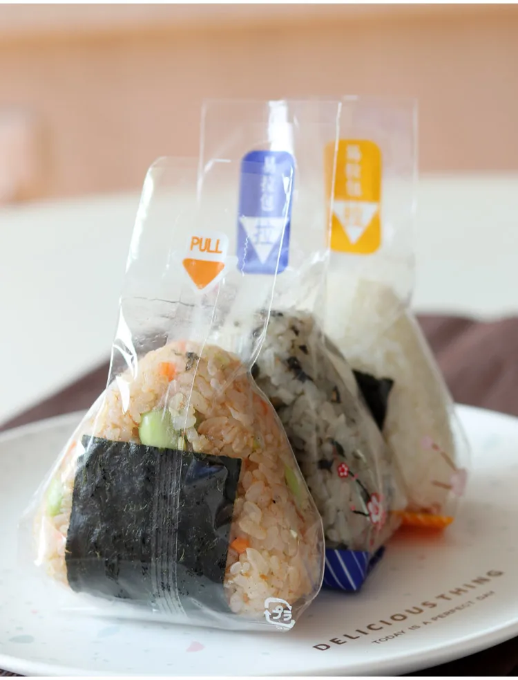 100pcs/pack Double Layers Triangle Rice Ball Packing Bag Nori Seaweed Onigiri Sushi Bag Onigiri Wrap