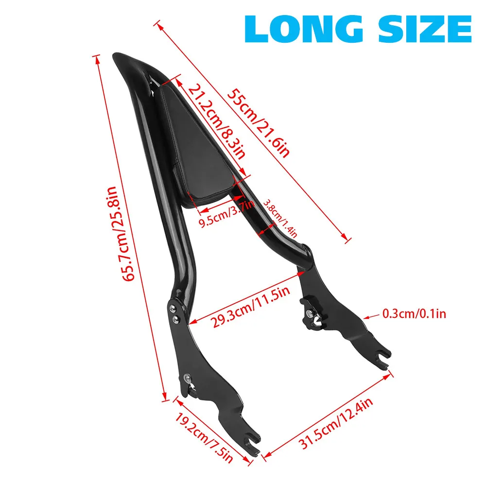 22"/26" Detachable Rear Passenger Sissy Bar Backrest For Harley Touring Street Electra Glide Road King FLHR FLTR FLHT FLHX 09-23 view 6