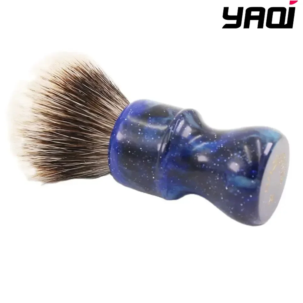 2026年新作-ウェットシェービングブラシ-yaqi-24mm-ミステリアススペースカラーハンドル-ツーバンドヘアノット-メンズシェービングブラシ