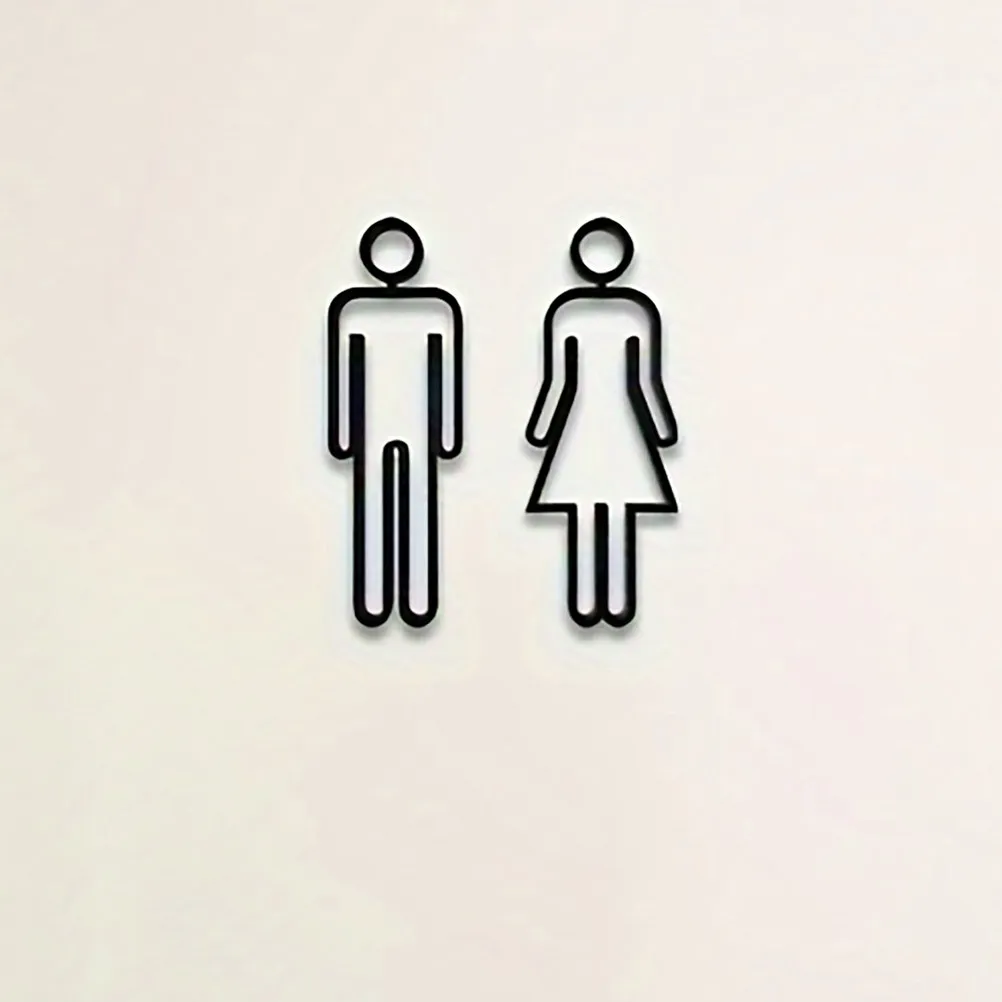 2Pcs Acrylic Black Self Adhesive Bathroom Signs Matte Unisex Restroom Door Identification Office Hotel