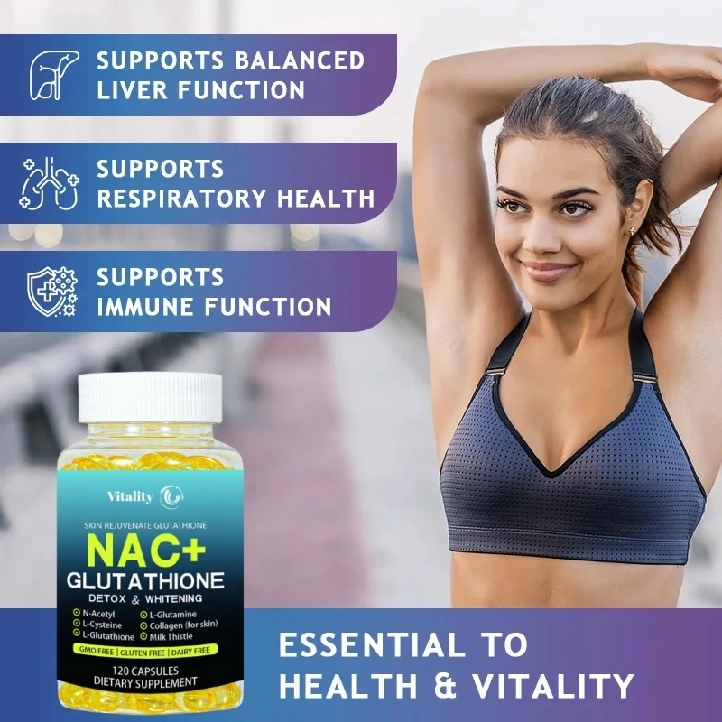 Vitality NAC N-Acetyl Cysteine Capsules Immune, Respiratory Health Antioxidant Glutathione Supplements Non-GMO, Gluten-Free