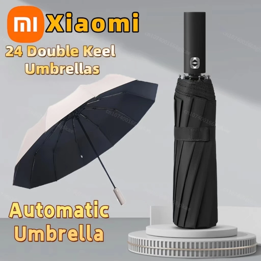 Xiaomi 24 Bone Automatic Umbrella Solid Color Collapsible Large Format Automatic Double Umbrella Outdoor Sunshade UV Protection