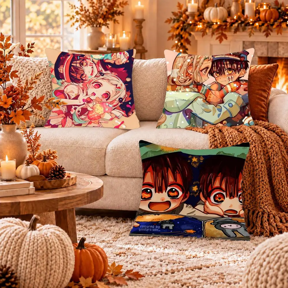 Anime J-Jibaku Shounen Hanako-kun Cushion Cover Soft Plush Cushion Case Throw Pillowcase Cozy Home Sofa Bed Living Room Decor