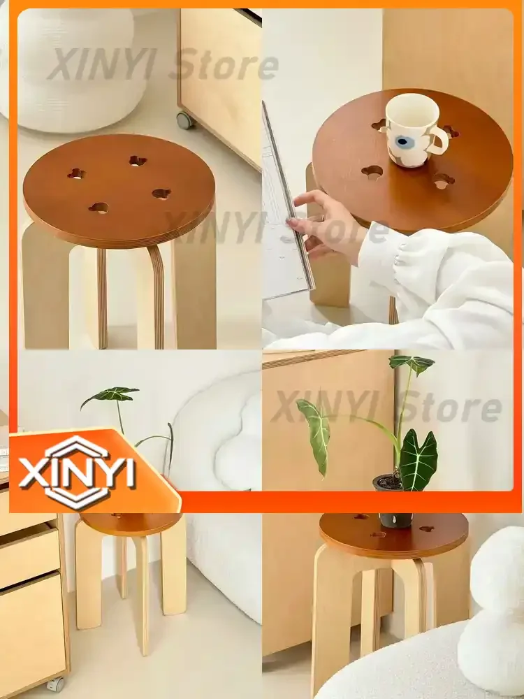 Footrest Stool for Bear Living Room Hallway Ottoman Low Solid Wood Stool Sturdy Durable Puff Storage