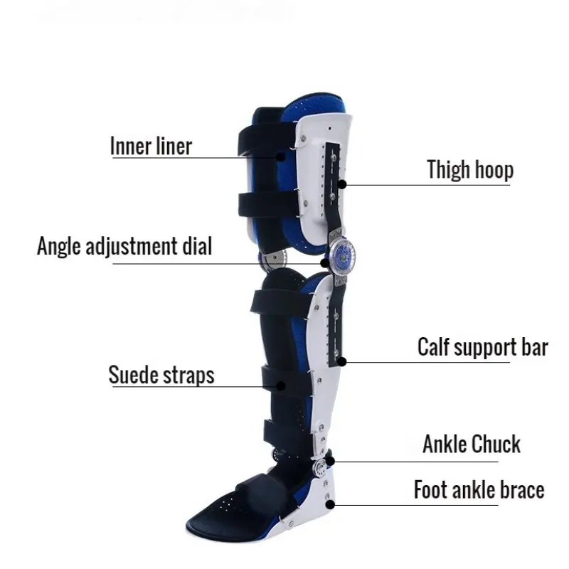 Adjustable Height Knee Brace Knee Ankle Foot Orthosis Brace Thigh Knee Joint Foot Ligament Injury Protector Support Fixator