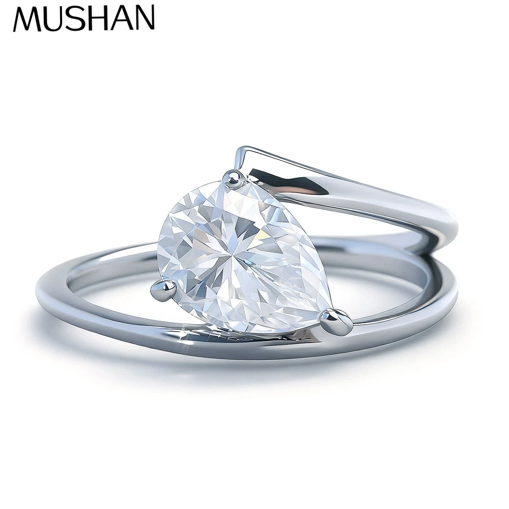 

MuShan Brand Jewelry 925 Sterling Silver Ring Moissanite Diamond Formal Ring for Wife 18K Real Gold Plated MST Patent Rings
