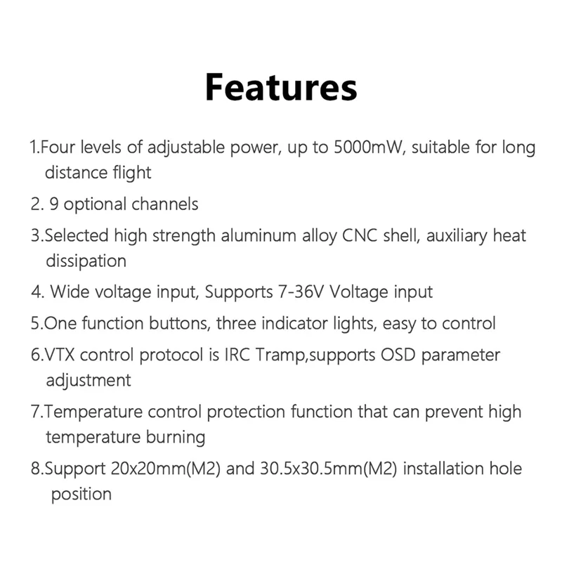 Abxe-para geprc matin 1.2g 5w vtx pro 9ch 5000mw longo alcance vtx para diy rc fpv quadcopter peças de drone freestyle
