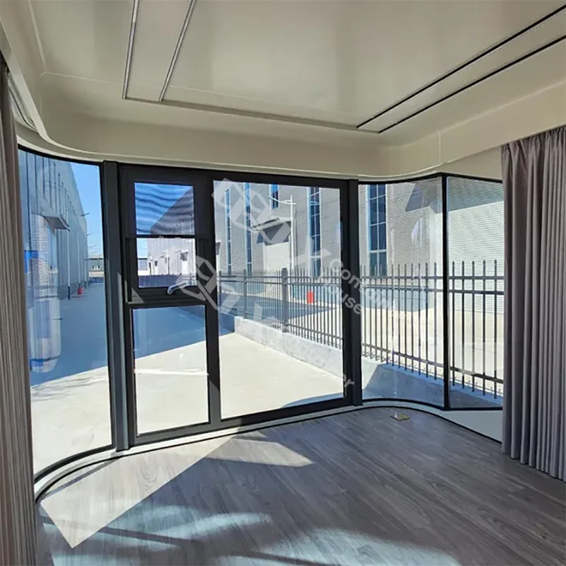 Interior view of capsule house living space