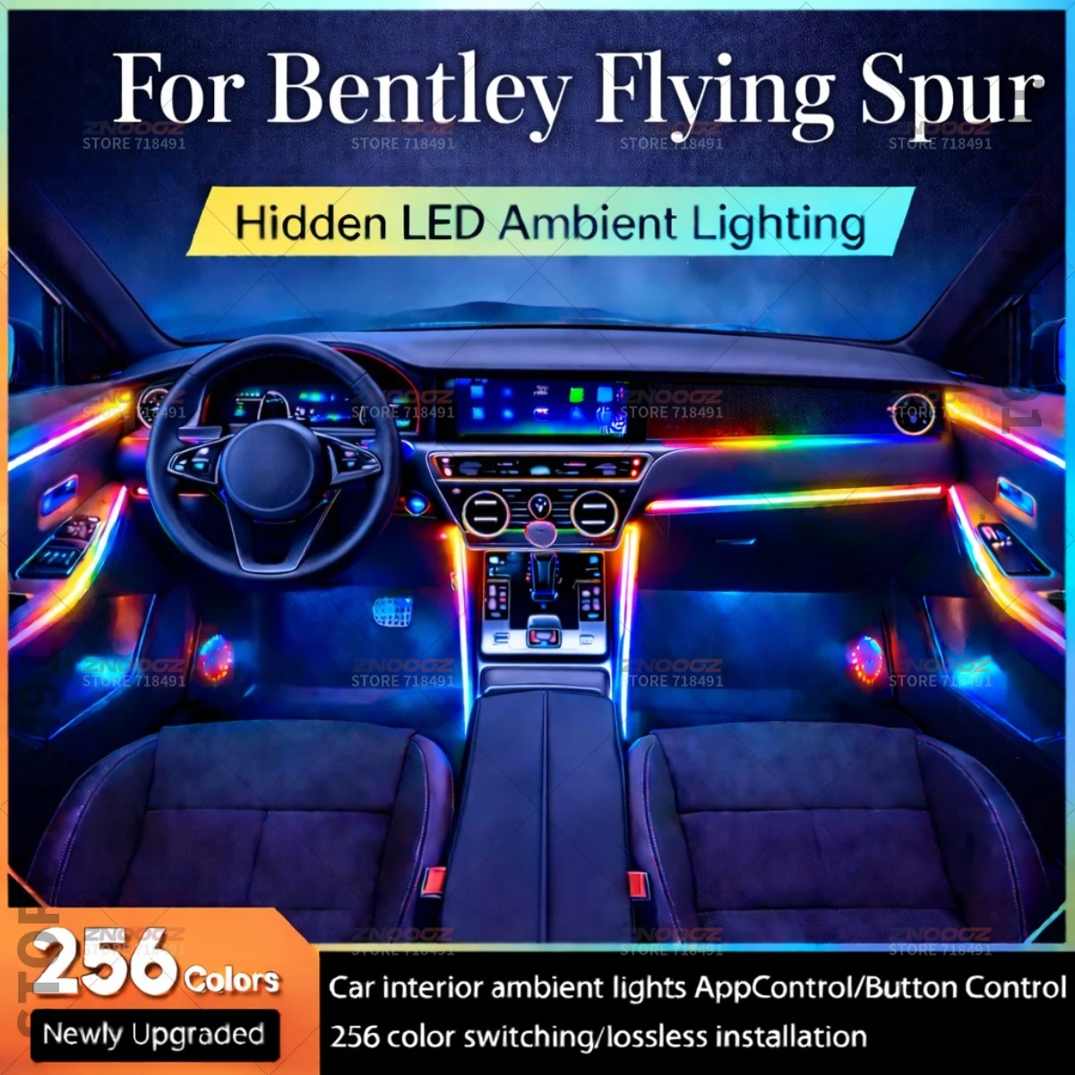 

22in1 RGB Car Interior Acrylic Car Ambient Lights RGB Hidden Acrylic Strip Decoration Atmosphere Accessories For Flying Spur