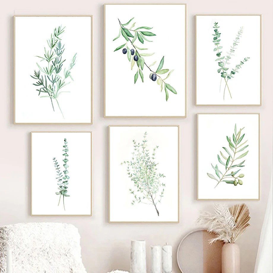 

Herb Greenery Branches Eucalyptus Botanic Wall Art Posters And Prints Canvas Painting Nordic Wall Pictures For Living Room Decor