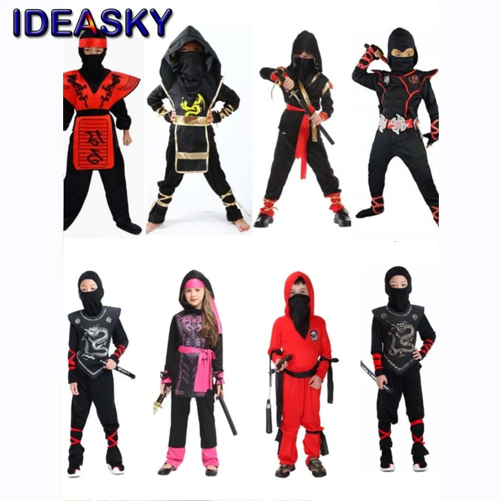 new year Boys Children Fancy Party Halloween Costume for Kids Ninja Cosplay Superhero samurai warr suit girl swordsman