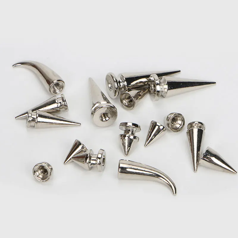 10/100pcs argento cono Studs Spikes rivetto in pelle per Cool Punk Rock Garment Clothes Bag Shoes cucito fai da te Cool Leathercraft Decor