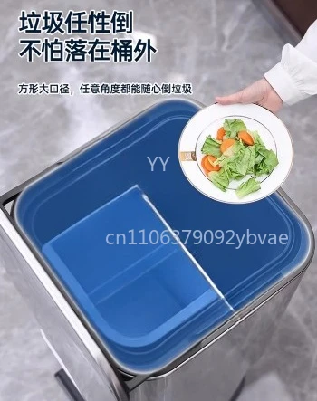 18L three categories ★ manual sliding model, kitchen trash can household double-layer large capacity, no bending