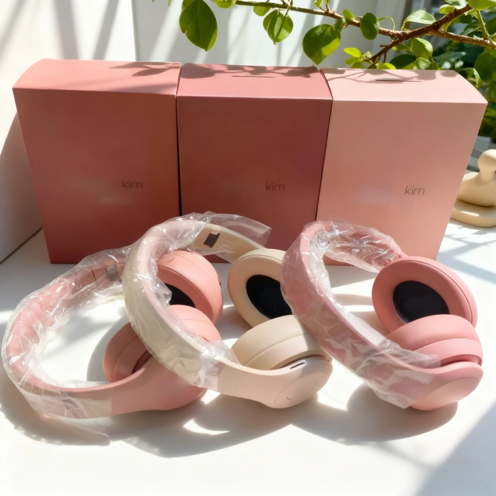 New High Beauty Kim True Wireless Headwear Full Pack Earbuds Blue Music Sports Teeth Earbuds with Leather Bag
