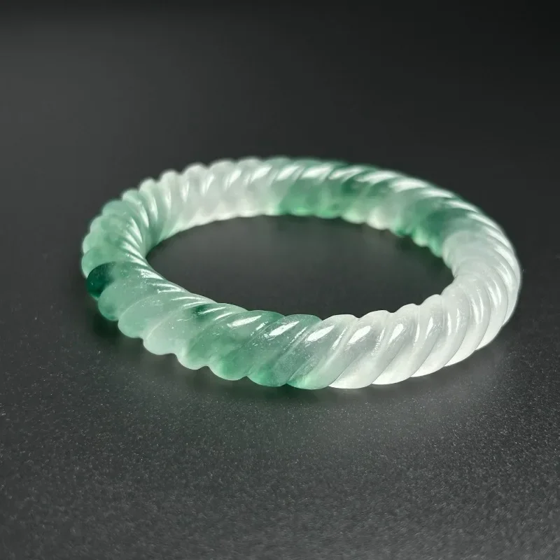 

New Natural High Ice Quartzite Jade Twist Versatile Fashion Women's Bracelet Jewelry