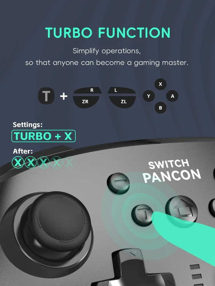 Controller di gioco turbo wireless per Switch / Switch OLED / Lite Pro Gamepad Joypad con controlli di vibrazioni e movimento